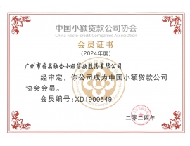 2024年度中国小额贷款公司协会会员证书